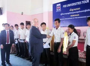 Mr. Sami Kteily -PEB Steel representative presented scholarships to students who have outstanding study results