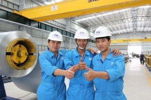 A photo of PEB Steel Vietnam’s engineers at the new factory