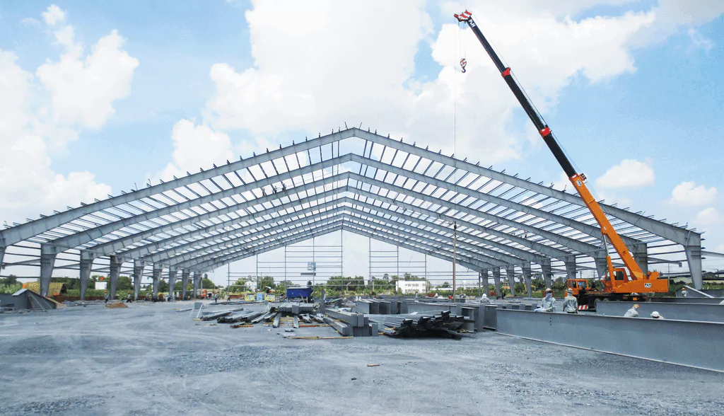 Xây dựng nhà xưởng không cột giữa - Steel Structured Shoe Factory of 80m Wide
