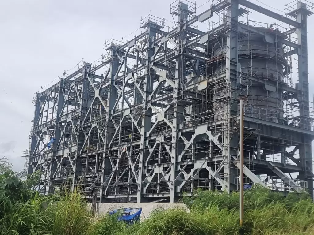 Multi-storey steel structure used in industrial construction.