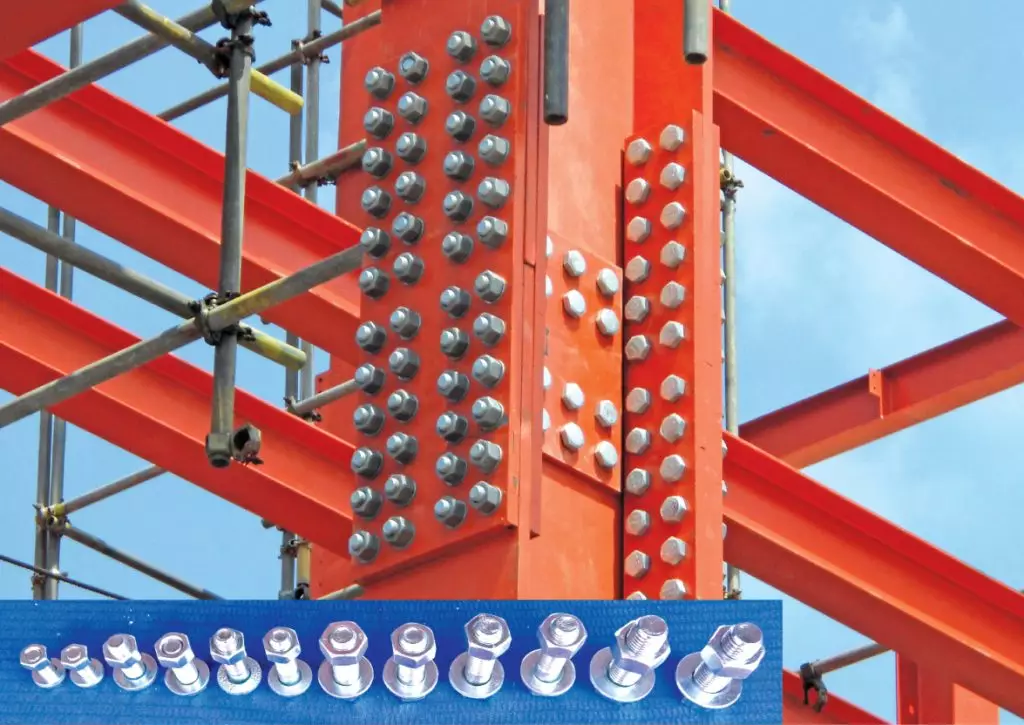 A bolted connection is established by fastening two components together using bolts and heavy-duty nuts