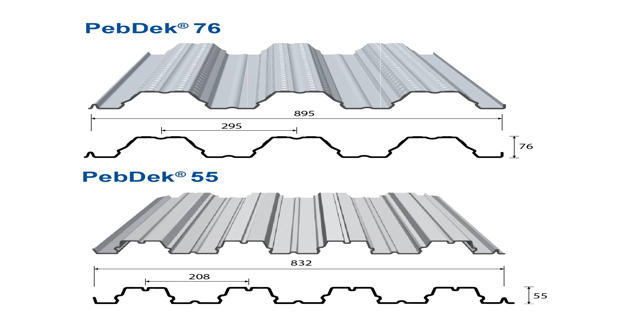 Pebdek® 76 deck corrugated steel floor has a wider gauge and higher corrugated steel waves than PebDek® 55 (Source: Pebsteel)