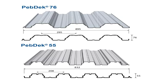 Pebdek® 76 deck corrugated steel floor has a wider gauge and higher corrugated steel waves than PebDek® 55 (Source: Pebsteel)