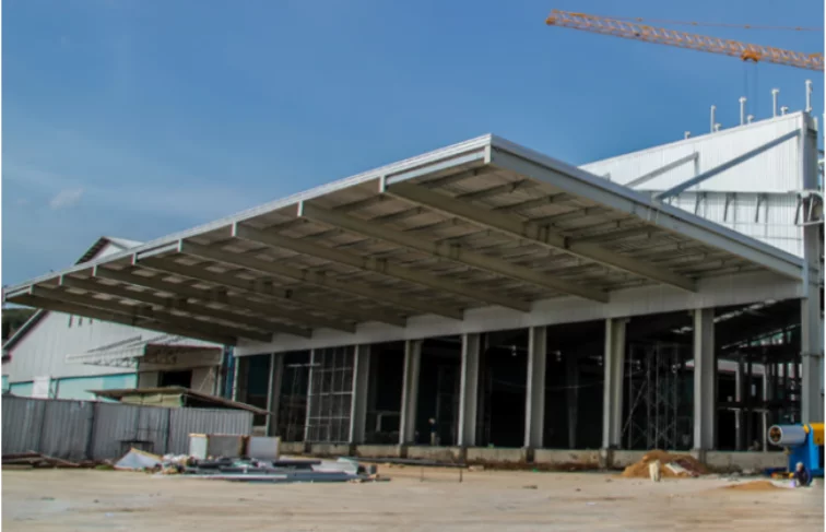 A canopy is a safety accessory in prefabricated steel buildings."