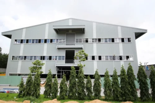 The footwear prefab steel building plant designed and constructed by PEB Steel in Vietnam