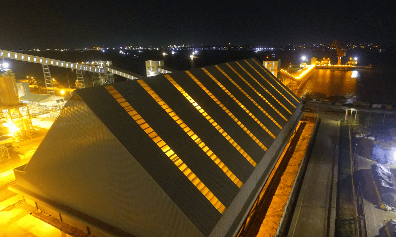 Kho thép tiền chế khi bàn giao được sử dụng để lưu trữ than đá