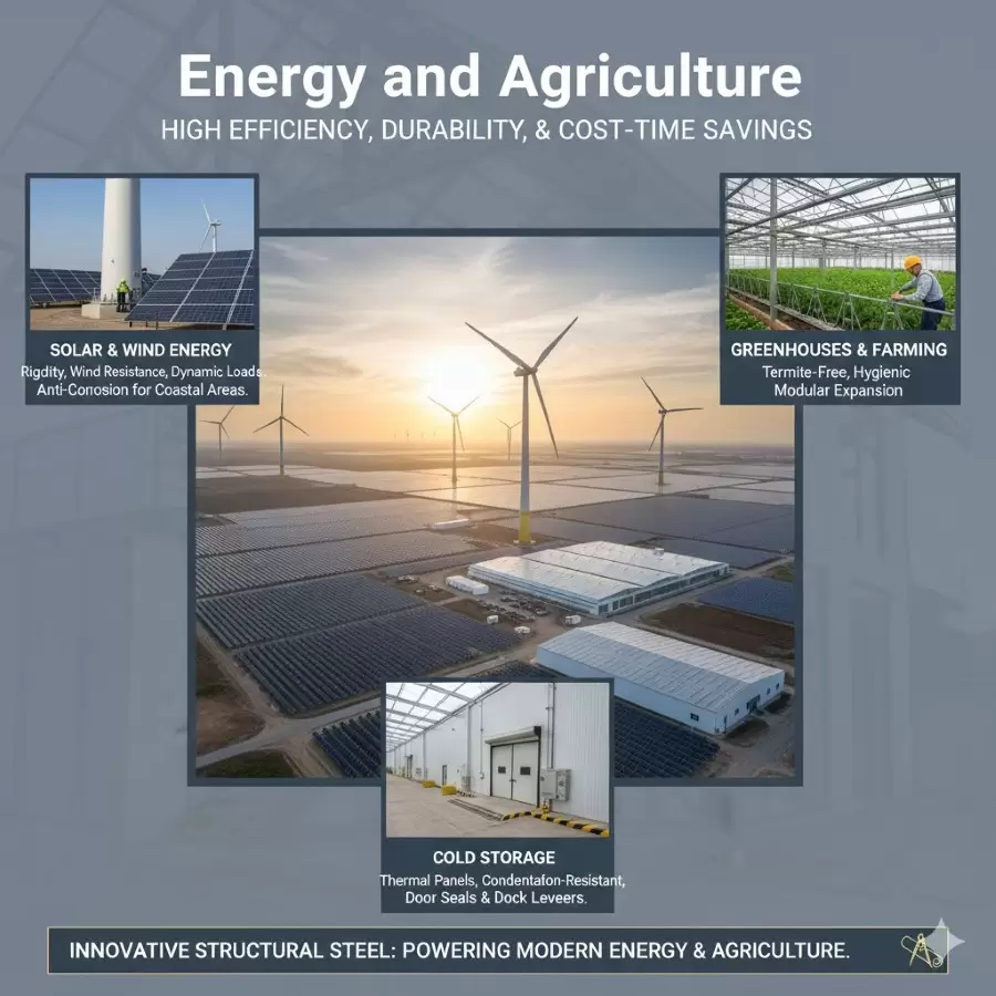 Steel solutions for energy and agriculture: durable, efficient, and adaptable (Source: Internet)