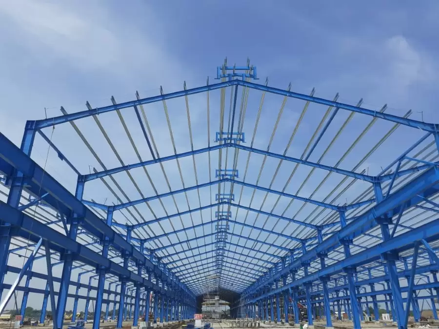 Một dự án được thi công bởi Pebsteel với các cấu kiện như cột, kèo, xà gồ…