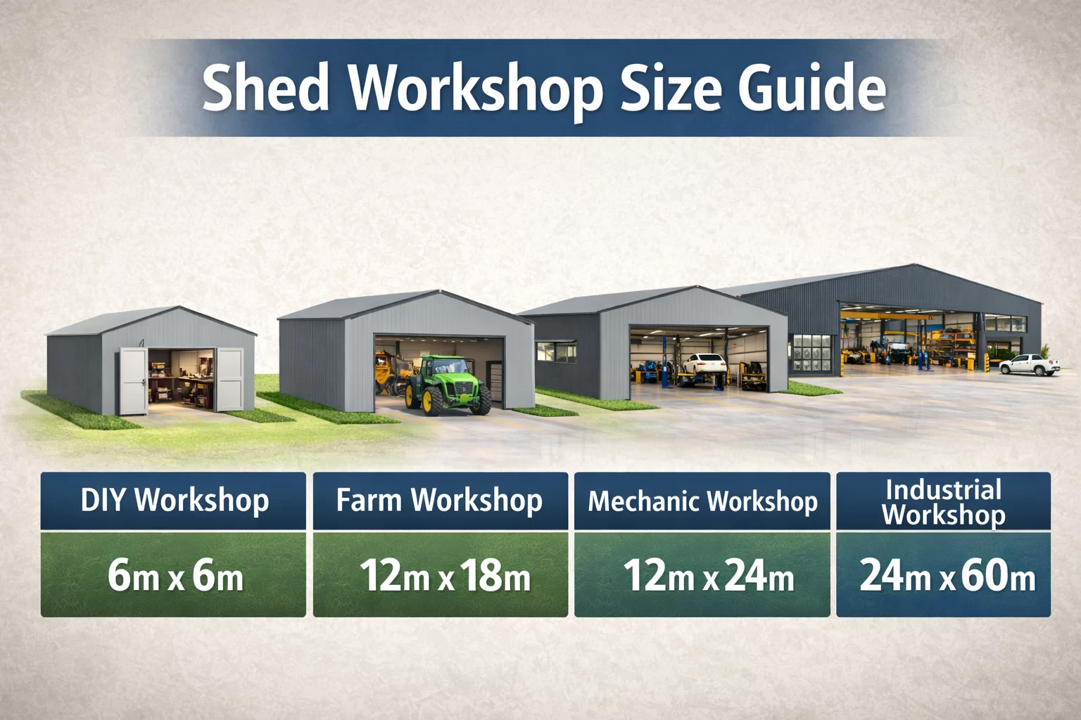 shed workshop ideas size guide