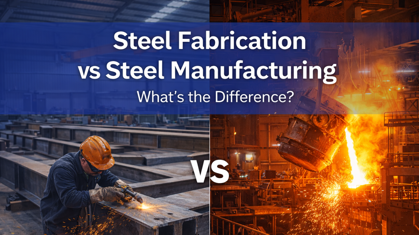 steel fabrication vs steel manufacturing logo