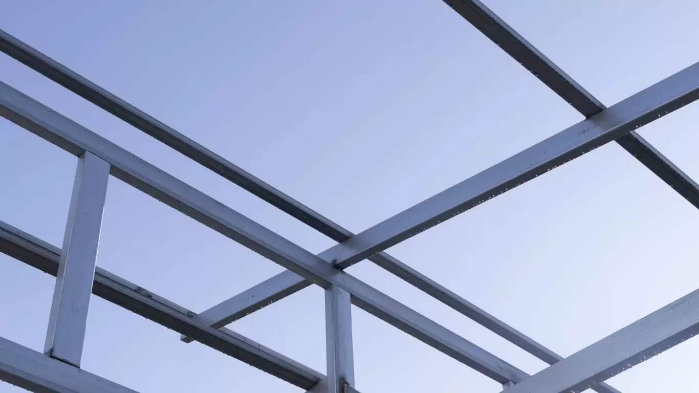 steel structure installation at construction site