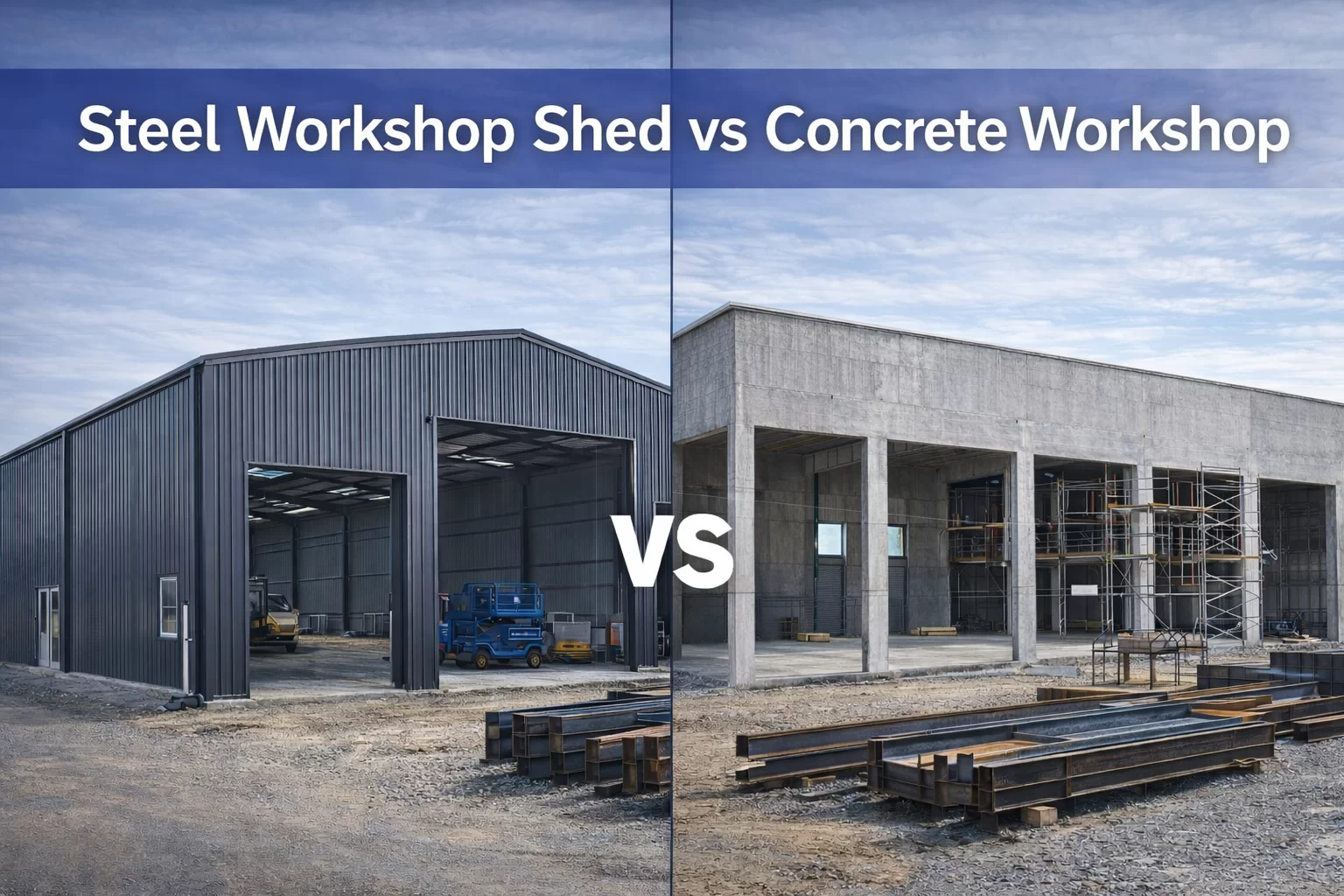 steel workshop shed vs concrete workshop